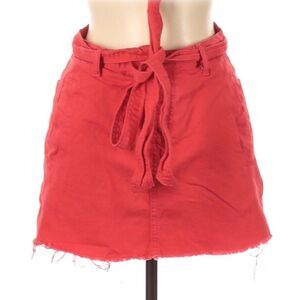 BDG UO Red Distressed Belted Tie Jean Skirt Medium